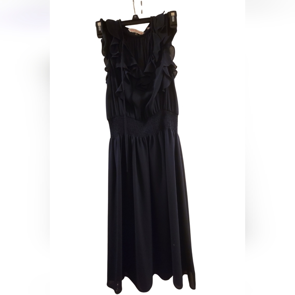 Rebeca Taylor Navy Blue Ruffle Dress
